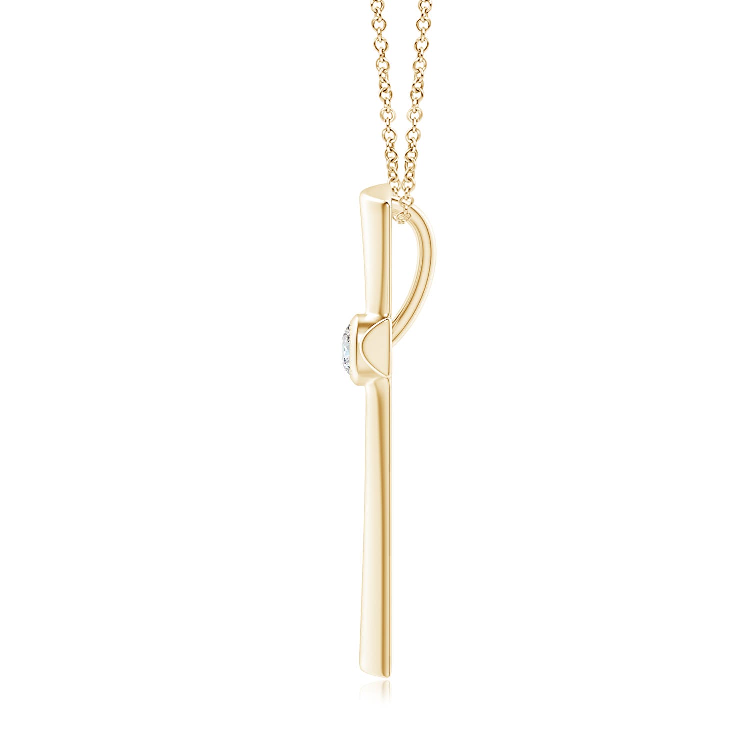 3.8mm GVS2 Solitaire Diamond Cross Pendant in 18K Yellow Gold