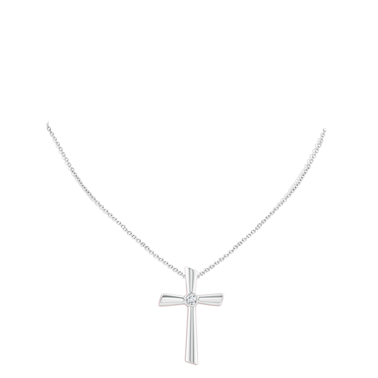 3.8mm GVS2 Solitaire Diamond Cross Pendant in P950 Platinum - body_neck