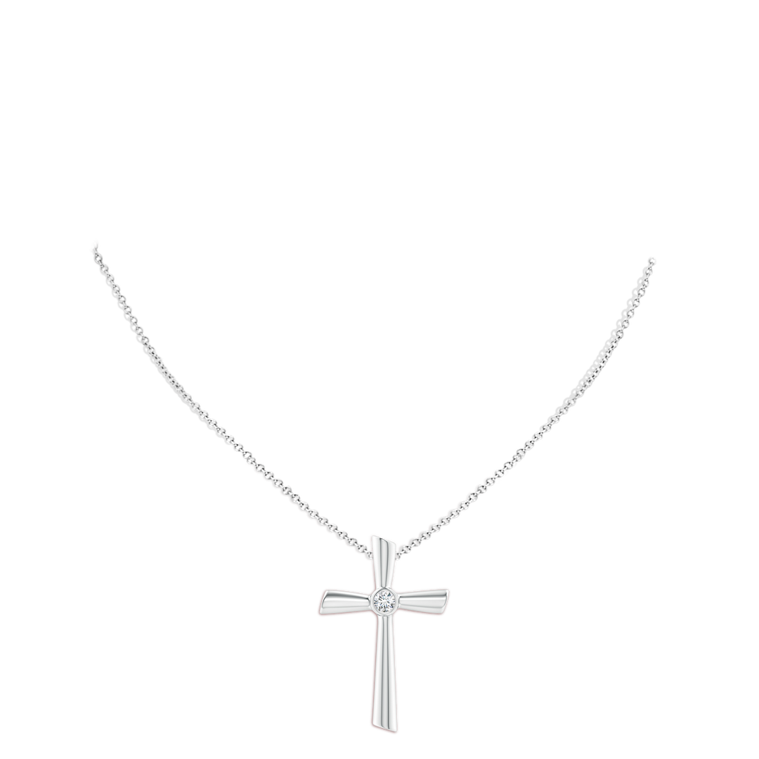 3.8mm GVS2 Solitaire Diamond Cross Pendant in P950 Platinum - body_neck