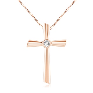 3.8mm HSI2 Solitaire Diamond Cross Pendant in 18K Rose Gold