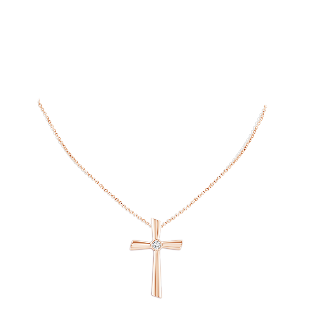 3.8mm HSI2 Solitaire Diamond Cross Pendant in 18CT Rose Gold - body_neck