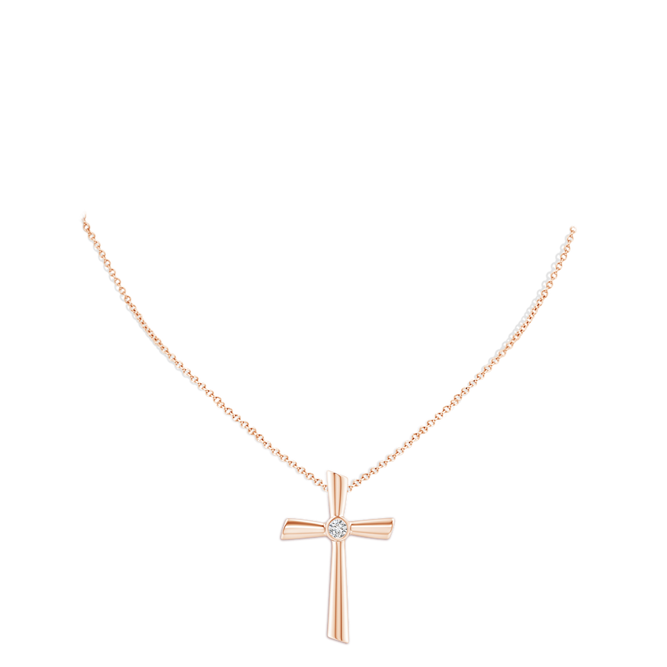 3.8mm HSI2 Solitaire Diamond Cross Pendant in 18K Rose Gold pen