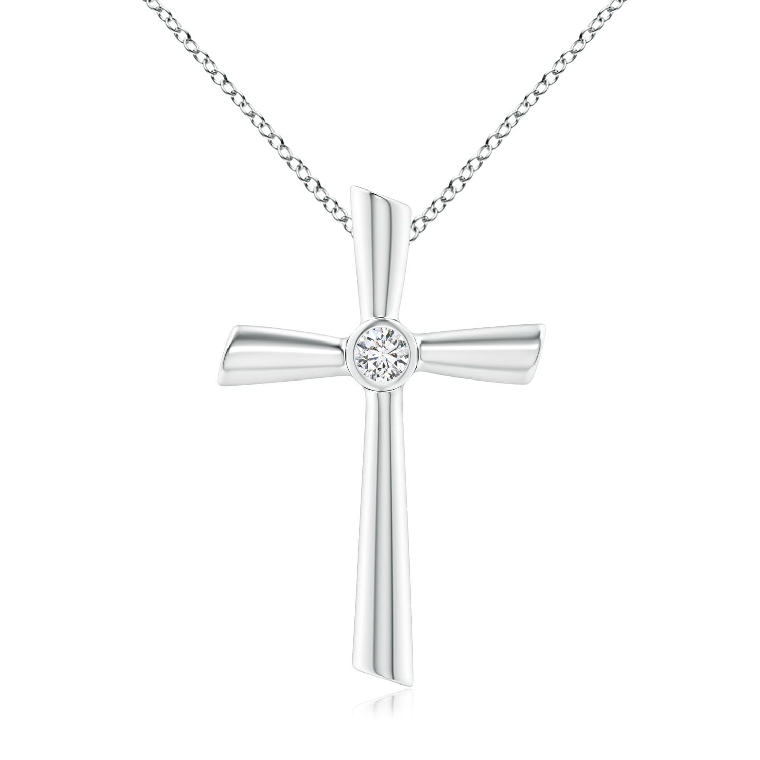 3.8mm HSI2 Solitaire Diamond Cross Pendant in 18K White Gold