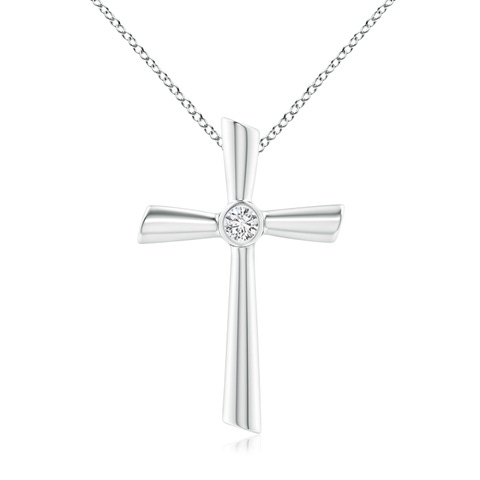 3.8mm HSI2 Solitaire Diamond Cross Pendant in 18K White Gold