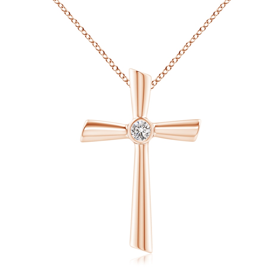 3.8mm IJI1I2 Solitaire Diamond Cross Pendant in Rose Gold 