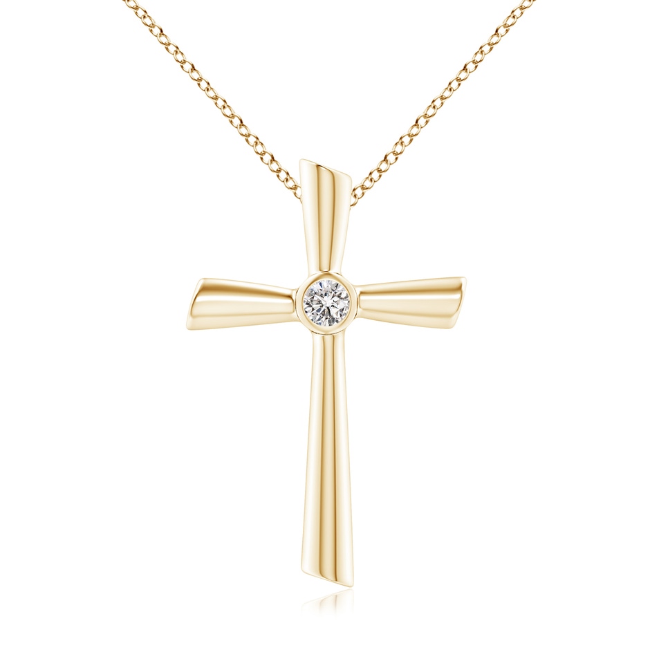 3.8mm IJI1I2 Solitaire Diamond Cross Pendant in Yellow Gold 
