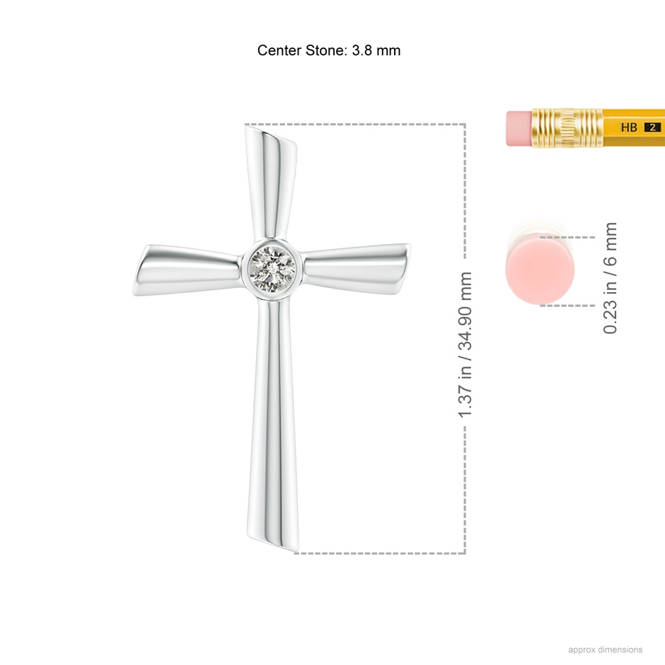 3.8mm KI3 Solitaire Diamond Cross Pendant in White Gold ruler