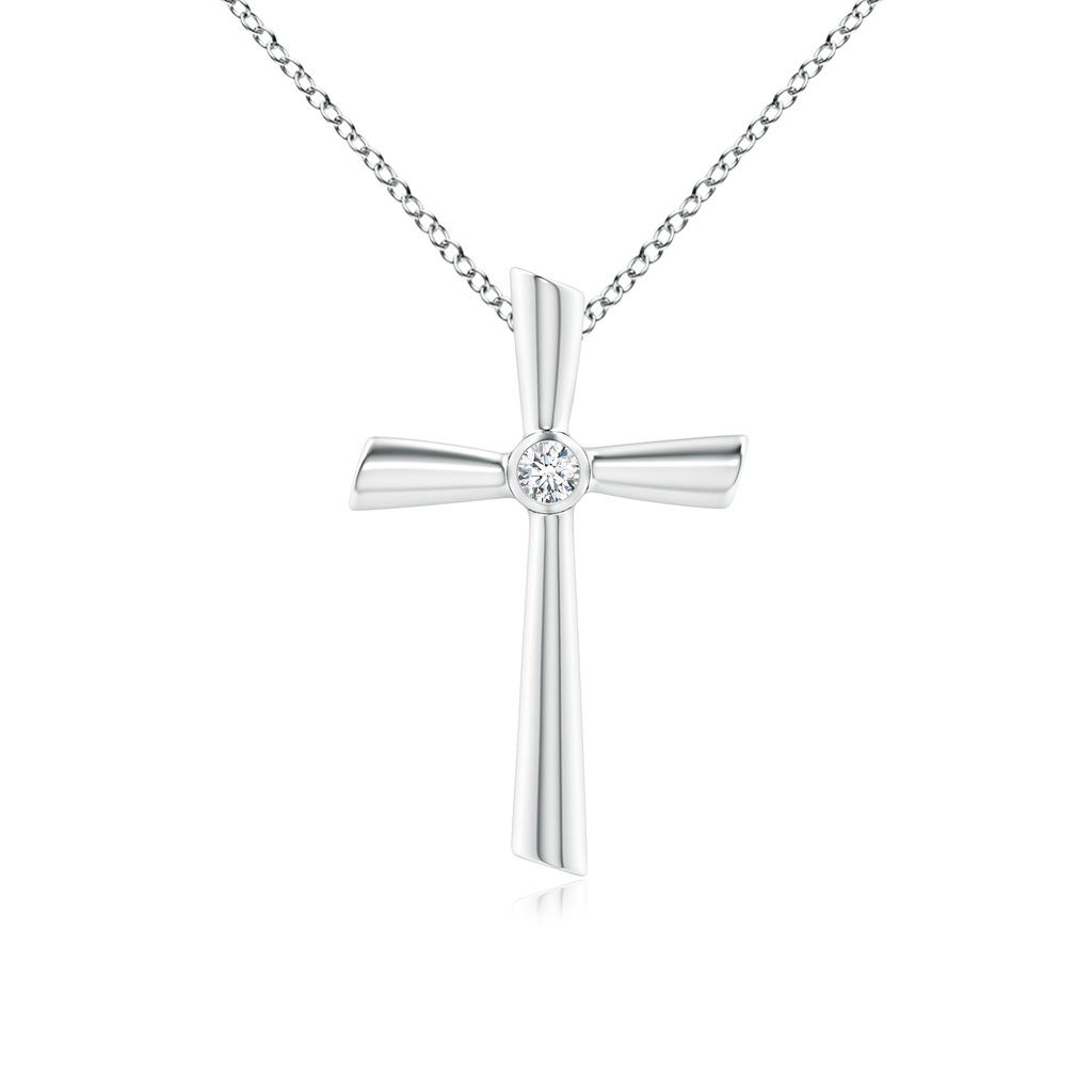 3mm GVS2 Solitaire Diamond Cross Pendant in White Gold