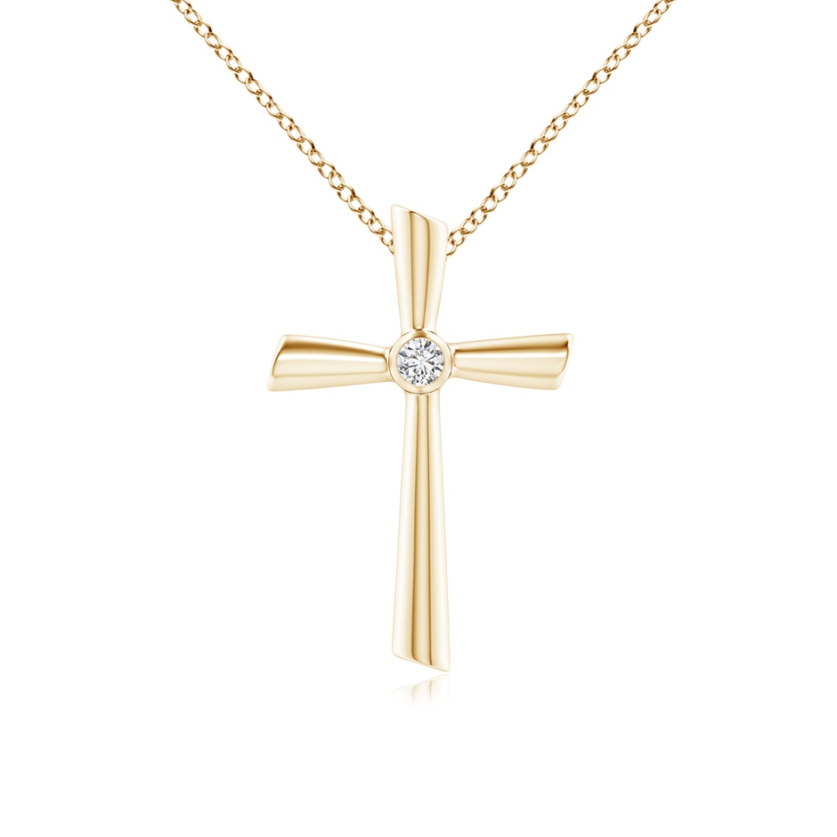 3mm HSI2 Solitaire Diamond Cross Pendant in 18K Yellow Gold 