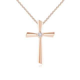 3mm HSI2 Solitaire Diamond Cross Pendant in 9K Rose Gold