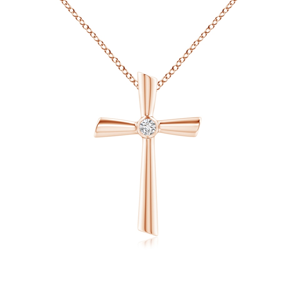 3mm HSI2 Solitaire Diamond Cross Pendant in 9K Rose Gold 