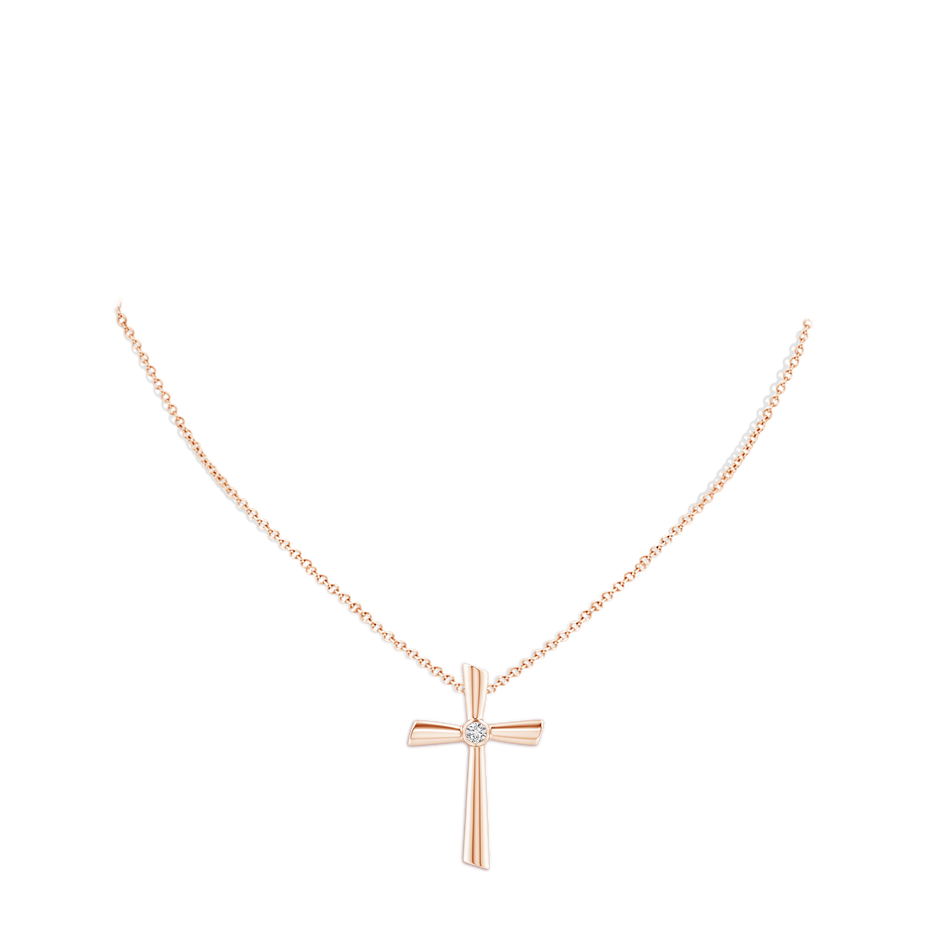 3mm HSI2 Solitaire Diamond Cross Pendant in 9K Rose Gold pen