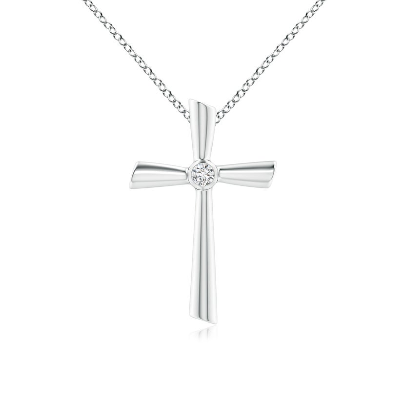 Bezel-Set Solitaire Round Diamond Cross Pendant