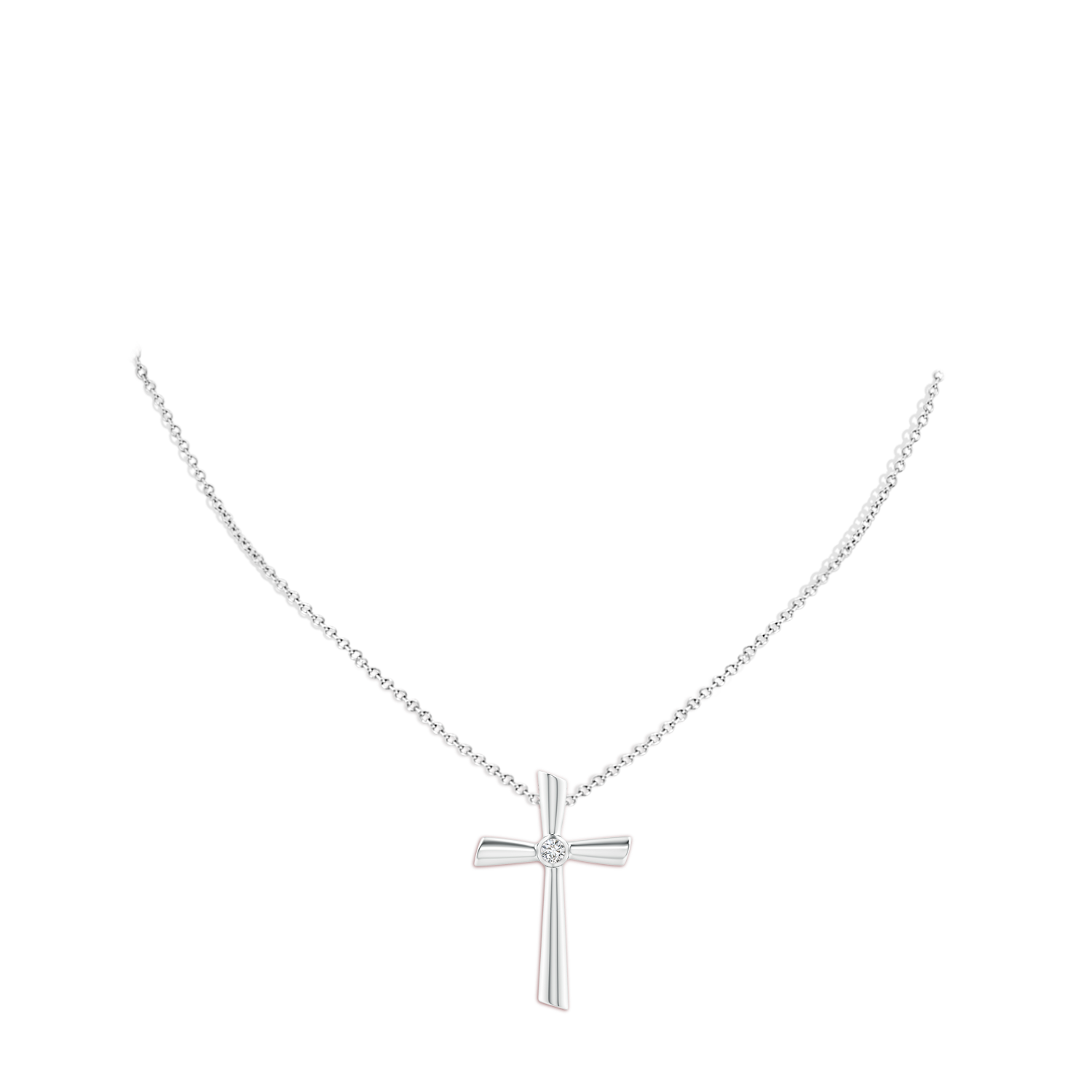 3mm HSI2 Solitaire Diamond Cross Pendant in White Gold - body_neck