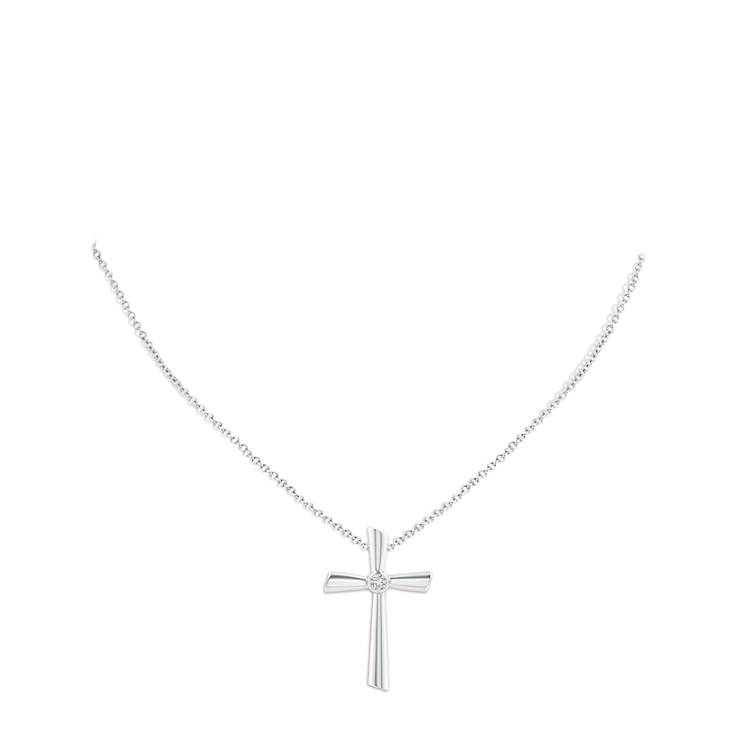 3mm HSI2 Solitaire Diamond Cross Pendant in White Gold - body_neck