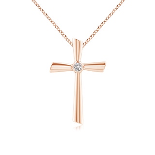 3mm IJI1I2 Solitaire Diamond Cross Pendant in 9K Rose Gold