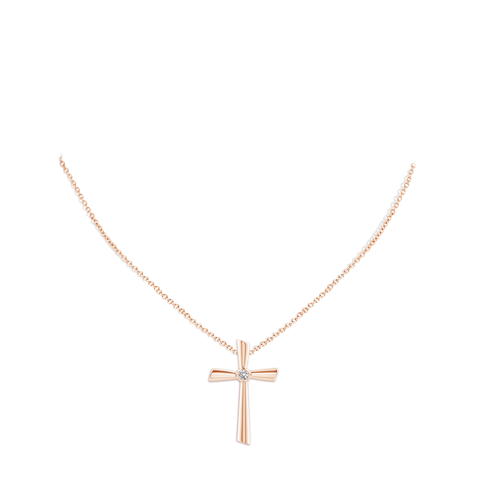 3mm IJI1I2 Solitaire Diamond Cross Pendant in 9K Rose Gold pen