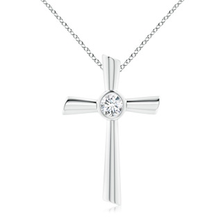 5.1mm GVS2 Solitaire Diamond Cross Pendant in 18K White Gold