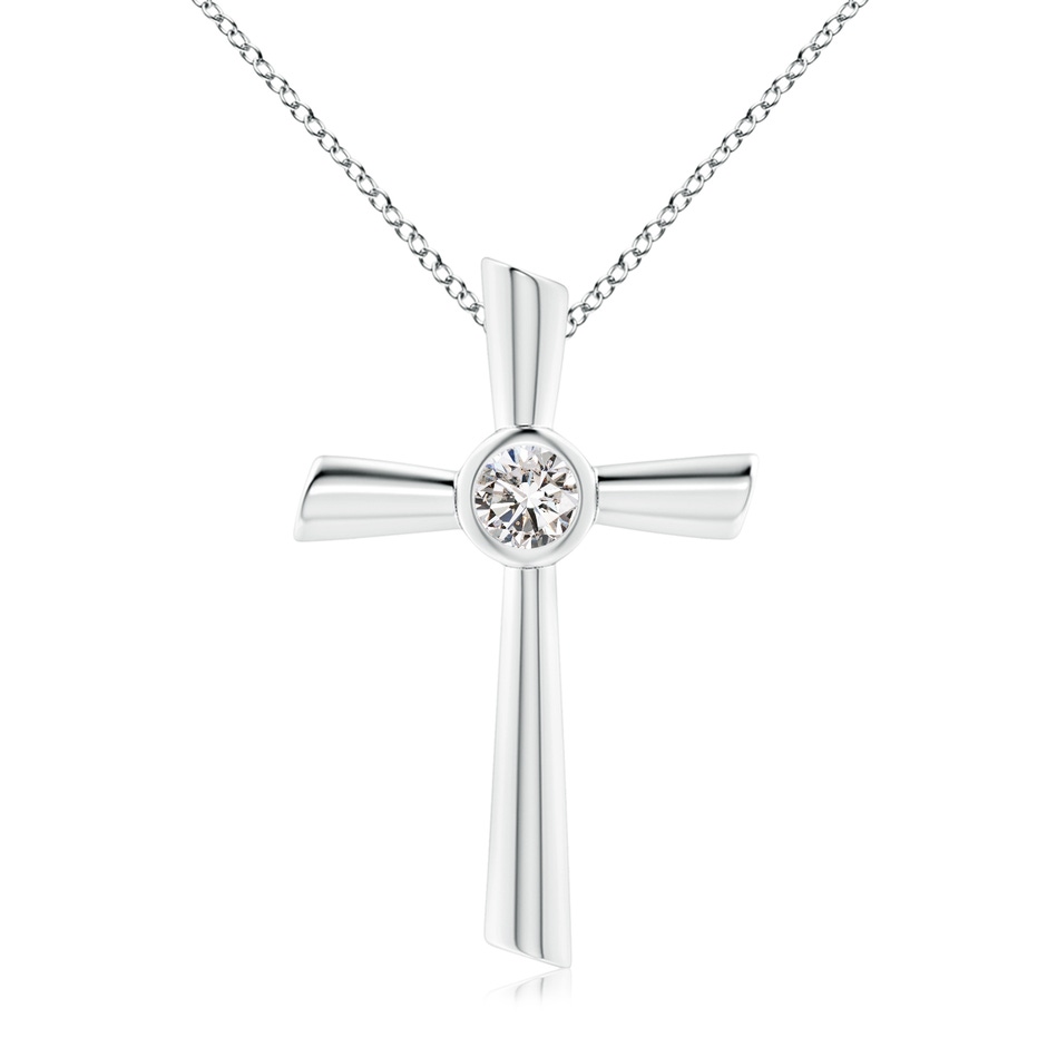 5.1mm IJI1I2 Solitaire Diamond Cross Pendant in White Gold 