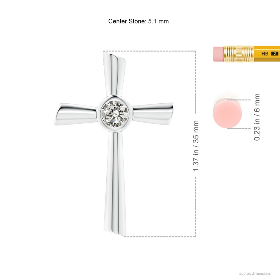5.1mm KI3 Solitaire Diamond Cross Pendant in P950 Platinum ruler