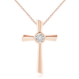 6.4mm HSI2 Solitaire Diamond Cross Pendant in 18K Rose Gold