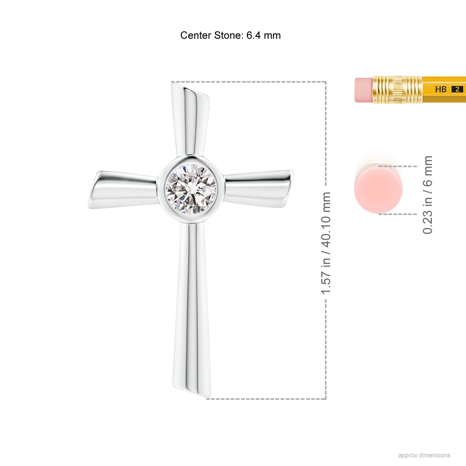 6.4mm IJI1I2 Solitaire Diamond Cross Pendant in P950 Platinum ruler