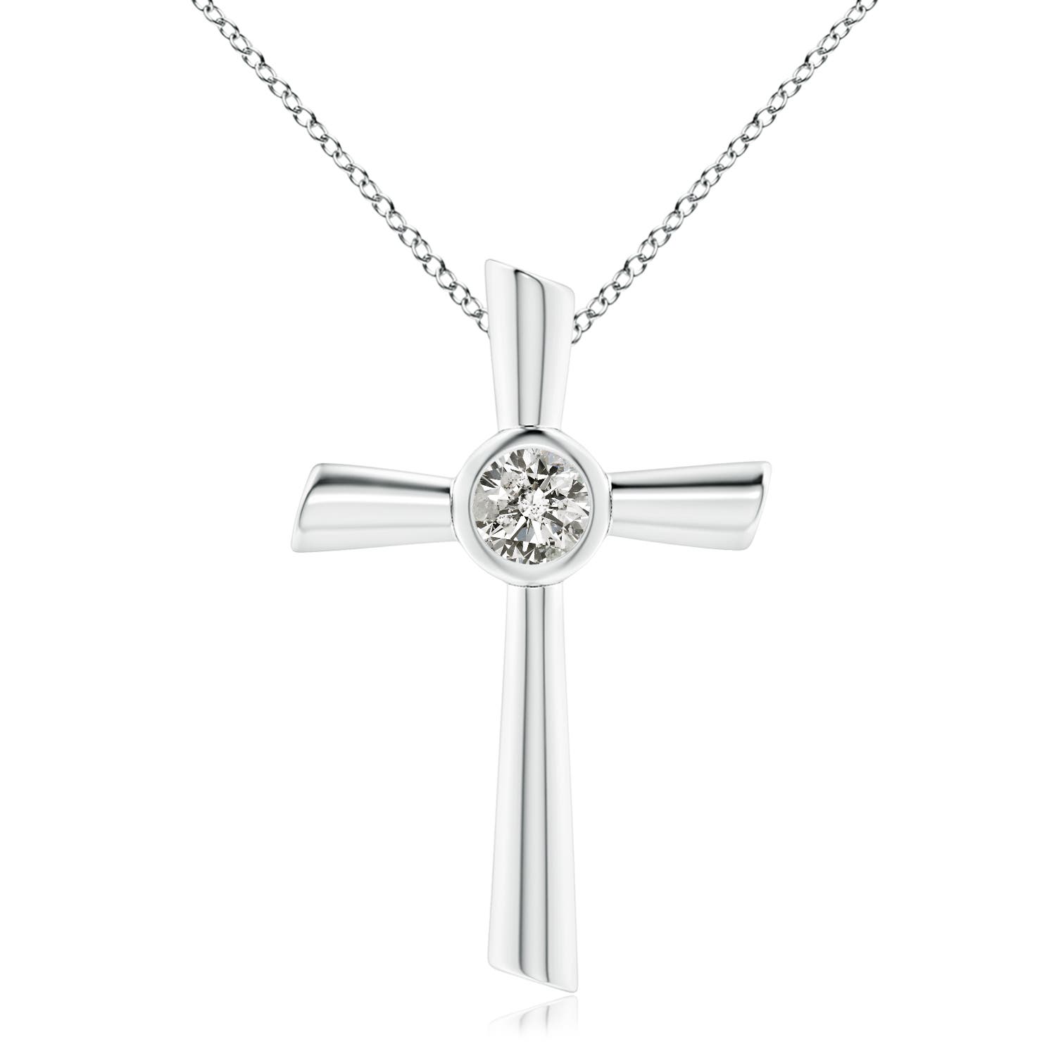 6.4mm KI3 Solitaire Diamond Cross Pendant in P950 Platinum