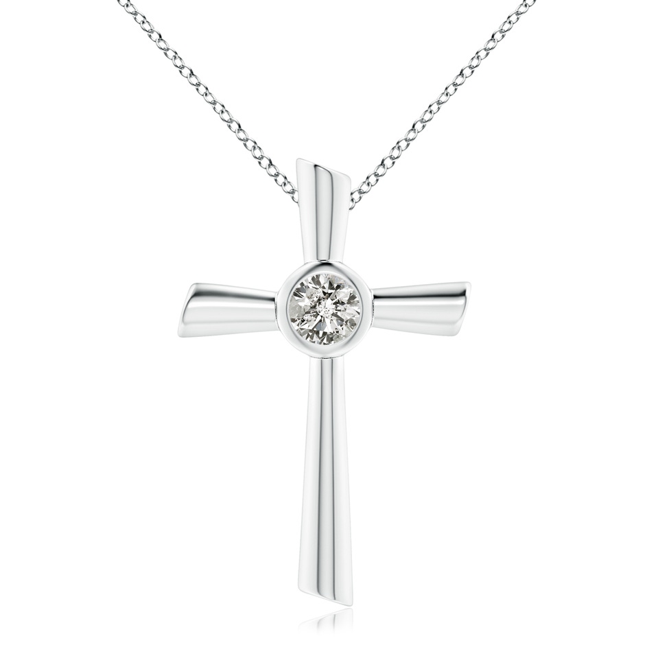 6.4mm KI3 Solitaire Diamond Cross Pendant in White Gold 