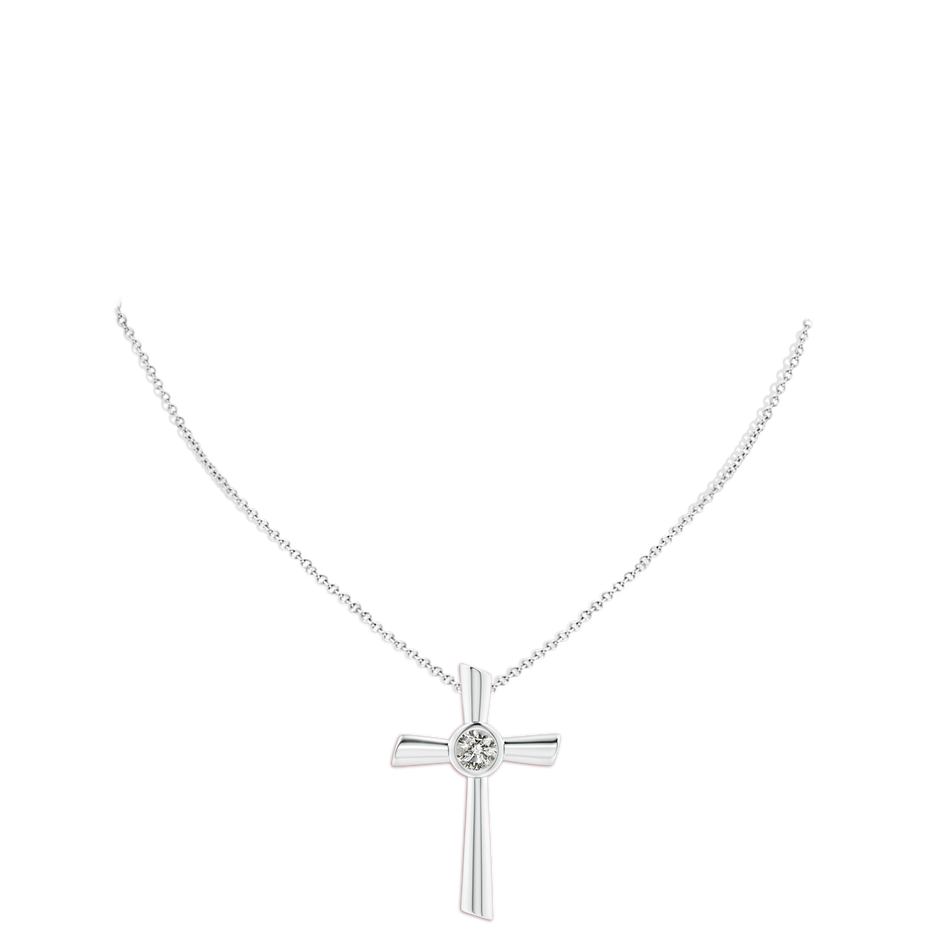 6.4mm KI3 Solitaire Diamond Cross Pendant in White Gold pen
