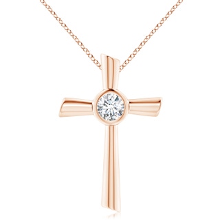 7.4mm GVS2 Solitaire Diamond Cross Pendant in 10K Rose Gold