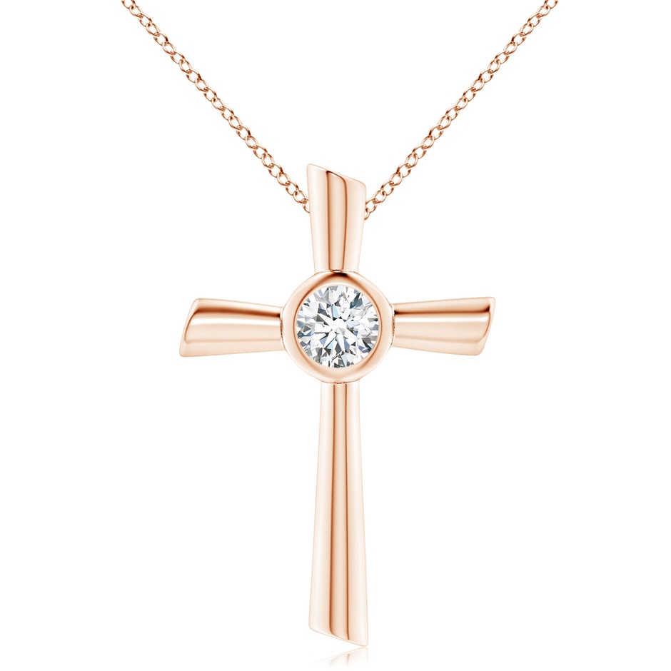 7.4mm GVS2 Solitaire Diamond Cross Pendant in 18K Rose Gold 