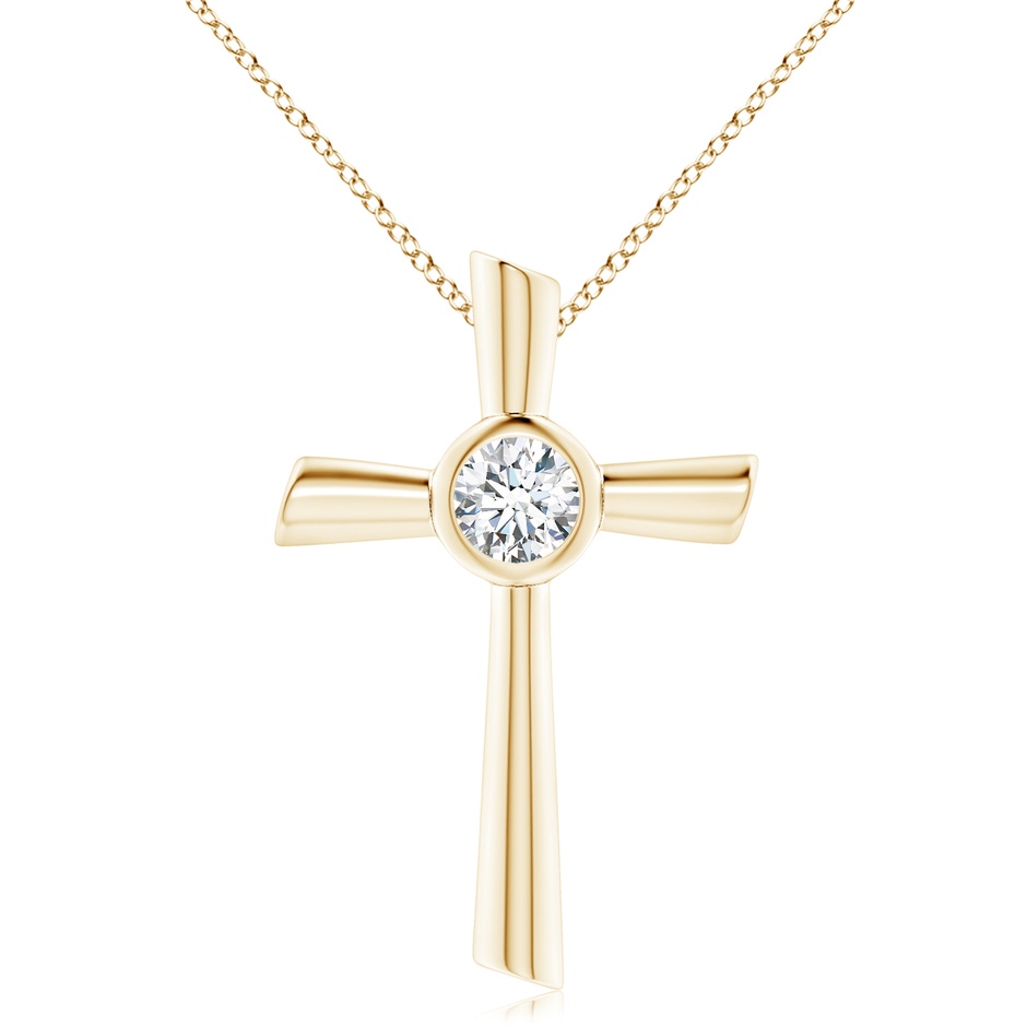 7.4mm GVS2 Solitaire Diamond Cross Pendant in Yellow Gold 