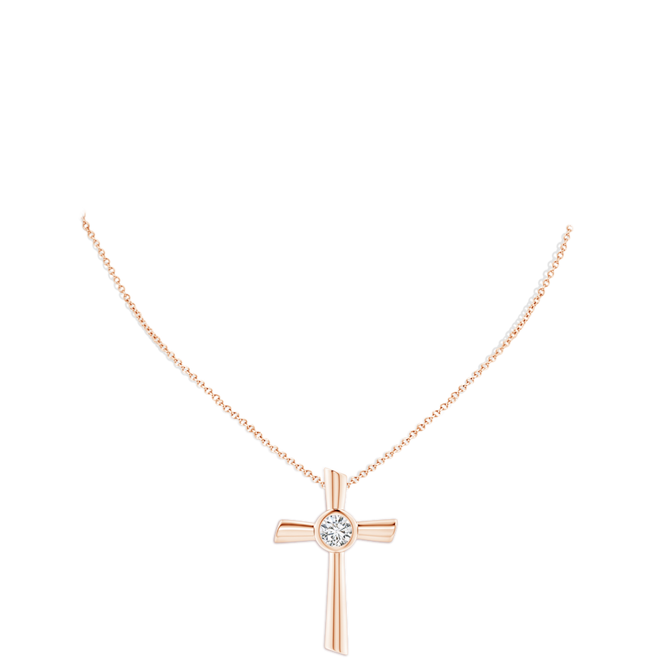 7.4mm HSI2 Solitaire Diamond Cross Pendant in Rose Gold pen