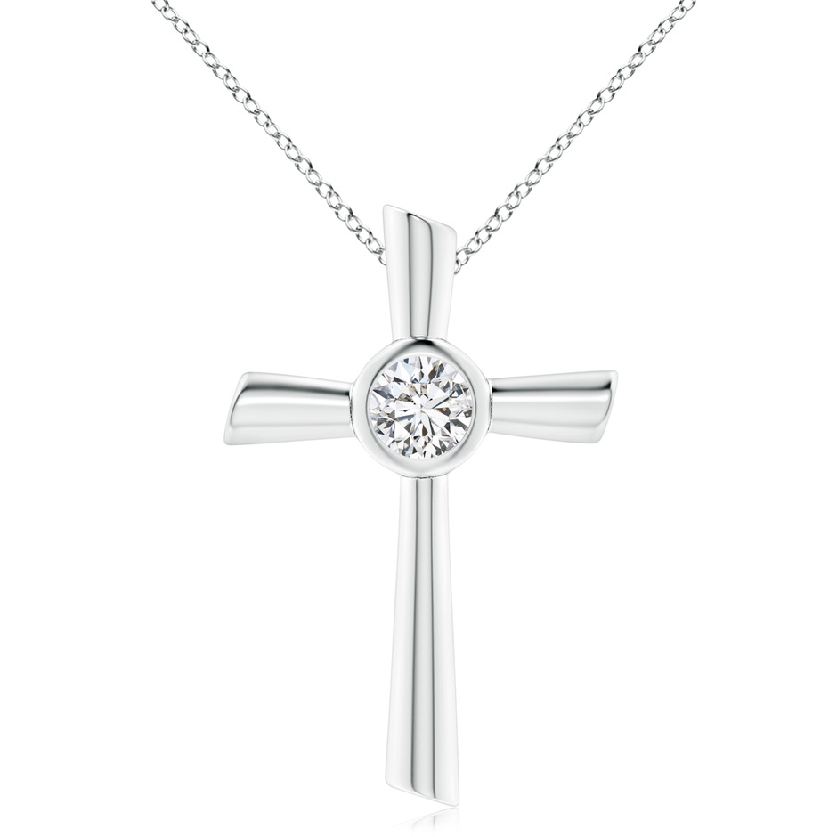 7.4mm HSI2 Solitaire Diamond Cross Pendant in White Gold 