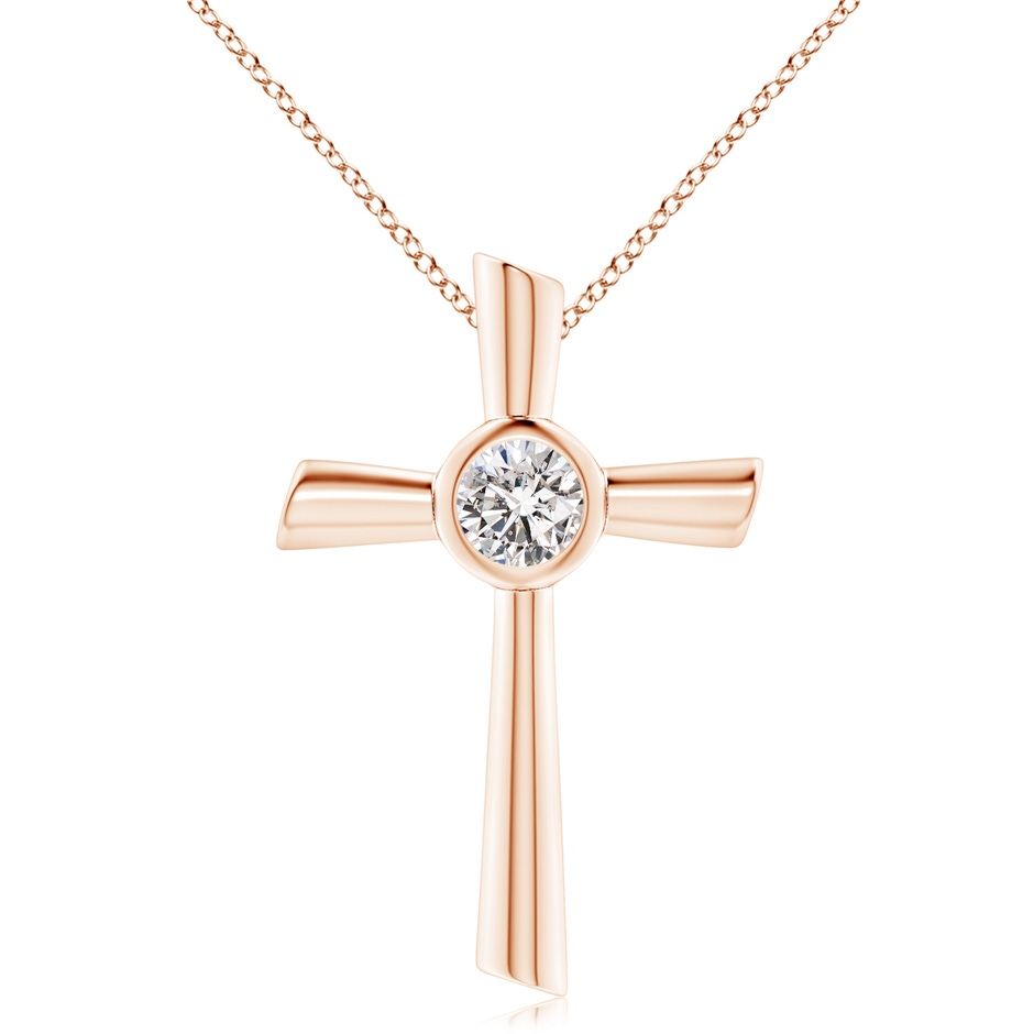 7.4mm IJI1I2 Solitaire Diamond Cross Pendant in Rose Gold 