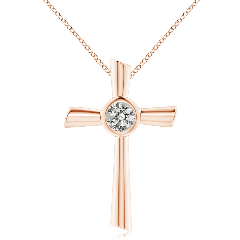 7.4mm KI3 Solitaire Diamond Cross Pendant in Rose Gold 