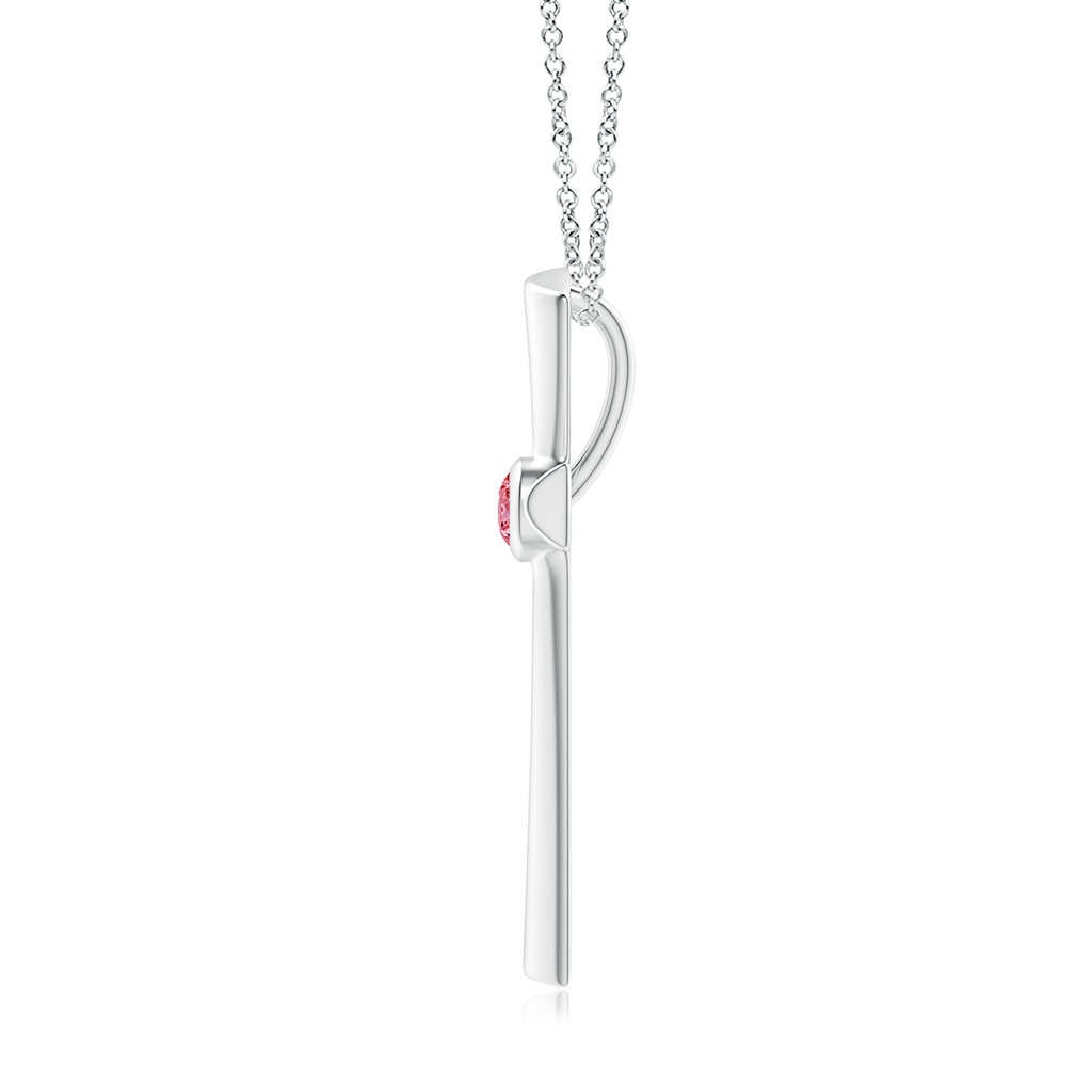 3.8mm AAAA Solitaire Fancy Intense Pink Diamond Cross Pendant in P950 Platinum - side 199