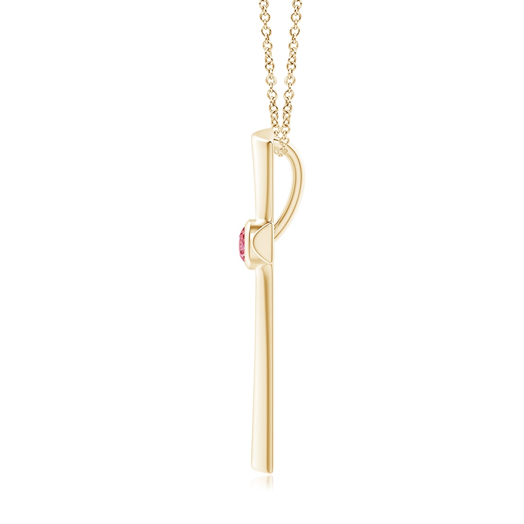 3.8mm AAAA Solitaire Fancy Intense Pink Diamond Cross Pendant in Yellow Gold - side 199