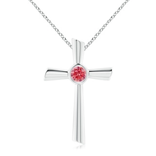 5.1mm AAAA Solitaire Fancy Intense Pink Diamond Cross Pendant in P950 Platinum