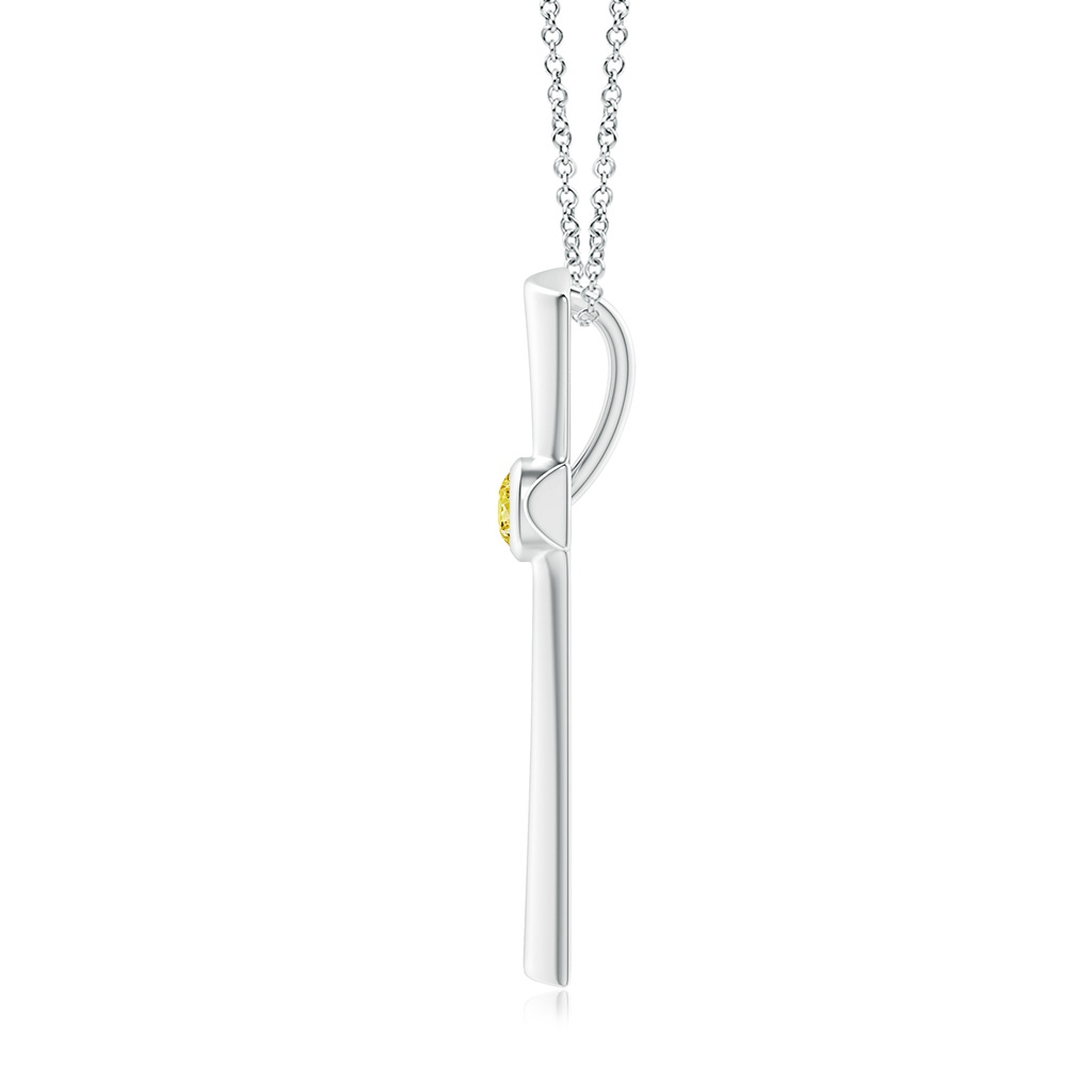 3.8mm AAAA Solitaire Fancy Intense Yellow Diamond Cross Pendant in P950 Platinum - side 199