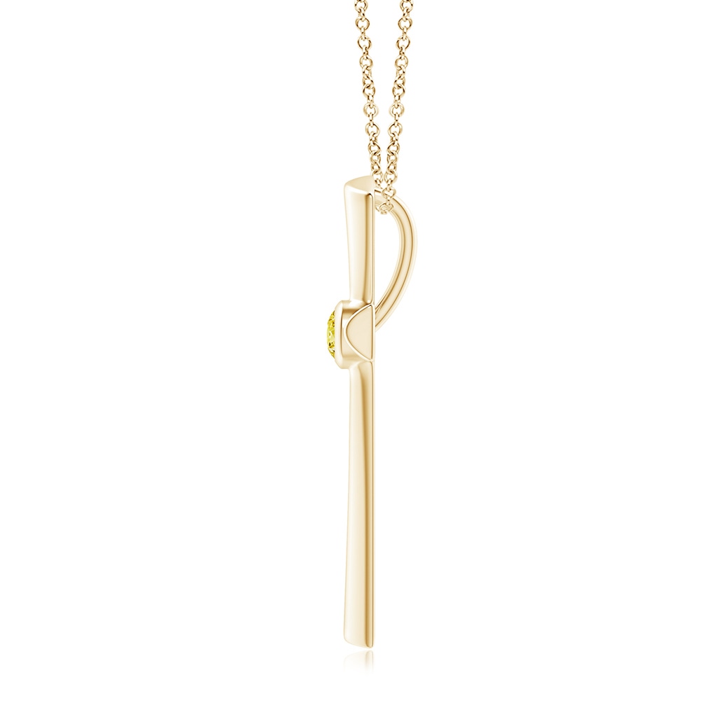 3.8mm AAAA Solitaire Fancy Intense Yellow Diamond Cross Pendant in Yellow Gold - side 199