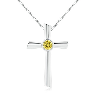 5.1mm AAAA Solitaire Fancy Intense Yellow Diamond Cross Pendant in P950 Platinum