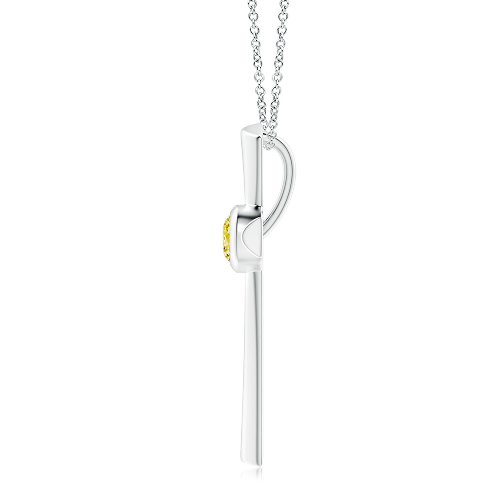 5.1mm AAAA Solitaire Fancy Intense Yellow Diamond Cross Pendant in White Gold - side 199