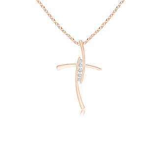 1.7mm GVS2 Grooved Five Stone Diamond Bypass Cross Pendant in 10K Rose Gold