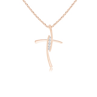 1.7mm GVS2 Grooved Five Stone Diamond Bypass Cross Pendant in Rose Gold