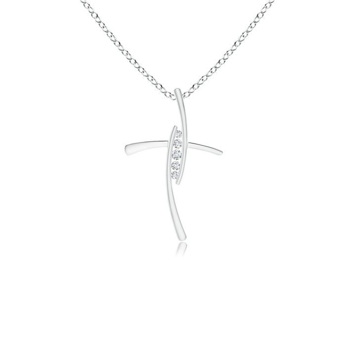 1.7mm GVS2 Grooved Five Stone Diamond Bypass Cross Pendant in White Gold 