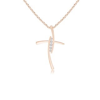 1.7mm HSI2 Grooved Five Stone Diamond Bypass Cross Pendant in 9K Rose Gold