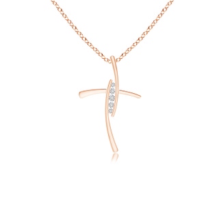 1.7mm HSI2 Grooved Five Stone Diamond Bypass Cross Pendant in Rose Gold