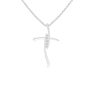 1.7mm HSI2 Grooved Five Stone Diamond Bypass Cross Pendant in White Gold