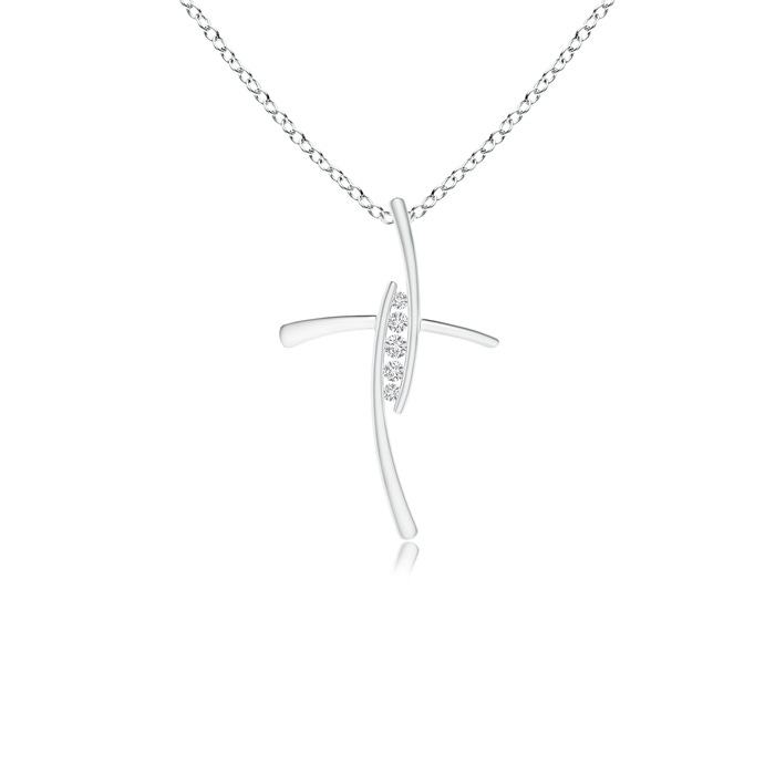 1.7mm HSI2 Grooved Five Stone Diamond Bypass Cross Pendant in White Gold 